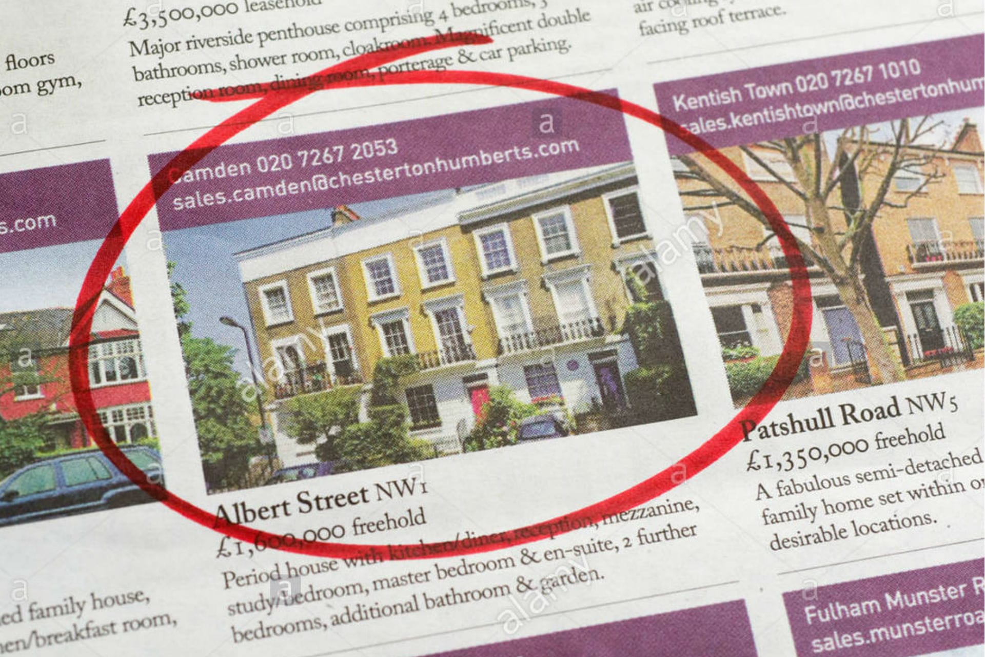 A house ad circled in a newspaper